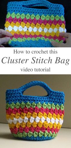 a crochet purse with the text how to crochet this clusterer stitch bag