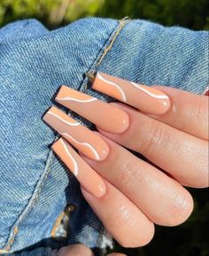 Acrylic Nails Coffin Ombre, Peach Acrylic Nails, Pink French Nails, Daily Nails, Makeup Nails Designs, Classy Acrylic Nails, Glam Nails, Birthday Nails