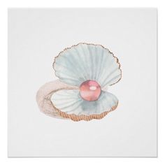 two seashells with pink pearls on the shell poster by artfuldesign