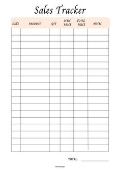 a sales tracker sheet with the words sales tracker written in black and white on it