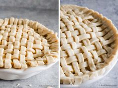 two pictures side by side of a pie crust