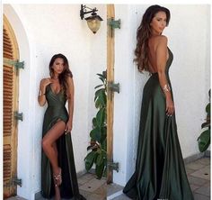 Split Prom Dresses, V Neck Prom Dresses, Green Prom Dress, Evening Gowns Formal, Party Gowns, Mermaid Prom Dresses, Formal Evening Dresses, Prom Party Dresses, Elie Saab