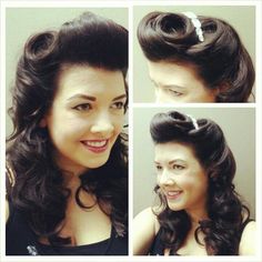 Pinup Hairstyle, Pinup Hairstyles, Long Hair Bangs, Pin Up Hairstyles, Vintage Hairstyles For Long Hair, Long Curly Hairstyles