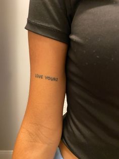 small arm tattoo - love yourz Love Yourz J Cole Tattoo With Butterfly, Love Yourz Tats J Cole, J Cole Tattoos Ideas, 11:11 Arm Tattoo, J Cole Love Yours Lyrics Tattoo, Love Your Tattoo J Cole Font, Love Yourz J Cole Tattoo Forearm, Love Yourz Tats, Love Yourz J Cole Tattoo Cursive