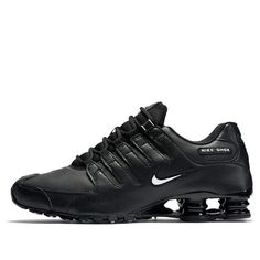 The Nike Shox NZ 'Black' is a stylish sneaker designed for adults. It features a four-column cushioning system and finger construction for superior stability and comfort. The Nike Shox technology at the heel disperses weight to improve impact absorption. The sleek black silhouette is inspired by the Nike Shox series, making it perfect for a variety of activities. Whether you're running, walking, or just looking for a stylish sneaker, the Nike Shox NZ 'Black' is the perfect choice. (SNKR/Men's/Low Top/Wear-resistant) Nike Low-top Sneakers With Shock Absorption, Nike Sneakers For Light Sports With Shock Absorption, Nike Training Sneakers With Shock Absorption, Modern Synthetic Sneakers With Shock Absorption, Nike Lace-up Running Shoes With Shock Absorption, Nike Casual Sneakers With Shock Absorption, Nike Dynamic Sneakers With Shock Absorption, Nike Running Shoes With Shock Absorption For Streetwear, Old Nike