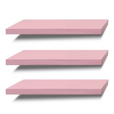 three pink shelves are shown against a white background