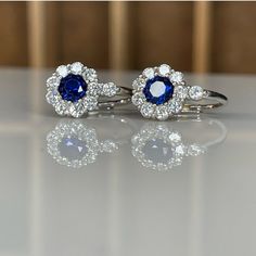 Please See Photos For Description Blue Multi-stone Sapphire Ring With Cubic Zirconia, Elegant Sapphire-colored Topaz Earrings, Elegant Blue Sterling Silver Clip-on Earrings, Elegant Sapphire Multi-stone Earrings, Blue Multi-stone Cubic Zirconia Earrings, Sapphire Earrings, See Photo, Blue And Silver, Product Description