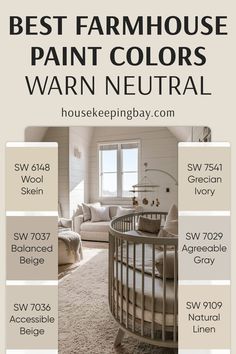 Best Farmhouse Paint Colors by Sherwin Williams – Warm Neutral Best Farmhouse Paint Colors, Country Paint Colors, Farmhouse Paint Colors Interior, Modern Farmhouse Paint Colors, Paint Pallets, Farmhouse Paint Colors, Best Farmhouse, Farmhouse Paint