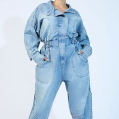 Plus Size Denim Funnel-Neck Jumpsuit Nwt Retails $49.99 Boho Bohemian Sizes 0x , 1x , 3x Available 0xl 1xl 3xl Xxxl Curvy Forever 21+ - Crafted From Non-Stretch Denim, This Jumpsuit Features Seamed Detailing, A Buttoned Funnel Neck, Concealed Zippered Front Closure, Dropped Long Sleeves With Buttoned Cuffs, Slanted Front Pockets, And Elasticized Trim. Content + Care - 100% Cotton - Machine Wash Cold Size + Fit - Model Is 5'11" And Wearing A Size 1x New To Poshmark? Use My Code: Aestheticbands Wh Trendy Light Wash Overalls For Fall, High Rise Medium Wash Jumpsuits And Rompers For Fall, Trendy Medium Wash Long Sleeve Jumpsuits And Rompers, Trendy Long Sleeve Medium Wash Jumpsuits And Rompers, High Rise Relaxed Fit Jumpsuits And Rompers For Fall, Fall High Rise Relaxed Fit Jumpsuits And Rompers, High Rise Spring Overalls For Workwear, Trendy Light Wash Jumpsuits And Rompers For Work, High Rise Overalls For Spring Workwear