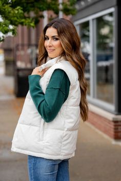 Adding a vest is a quick and easy way to take your outfit to the next level of stylish! Whether you pair with a blouse, sweater, graphic crewneck, button up, or just a basic long sleeve tee, we know this will be a staple piece in your wardrobe! The corded texture adds a fun detail to any look.98% Cotton & 2% Spandex Sweater Graphic, Yellow Plums, Basic Long Sleeve Tee, Basic Cardigan, Mint And Navy, Pocket Cardigan, Vest White, Basic Long Sleeve, Navy Gold