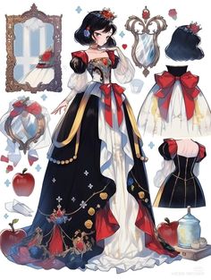 an anime character is dressed up as a woman in black and white with red accents