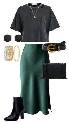 Accessorizing and styling this green satin silk skirt from Amazon, edgy style, moody style Outfit Ideas With Green Skirt, Emerald Green Satin Skirt Outfit, Amazon Skirt Outfit, Slip Midi Skirt Outfit, Silk Skirt Outfit Spring, Emerald Skirt Outfit, Green Slip Skirt Outfit, Midi Dress And Boots Outfit, Emerald Green Skirt Outfit