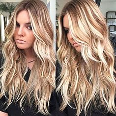 Tailored Womens Curly Long Wig Hair Wavy Ombre Blonde Natural Synthetic Full Wigs Costume Caramel Blonde With Shadow Root, Human Lace Front Wigs, Summer Blonde, Long Hair Wigs, Long Curly Wig, Wavy Style, Frontal Hairstyles, Ombré Hair