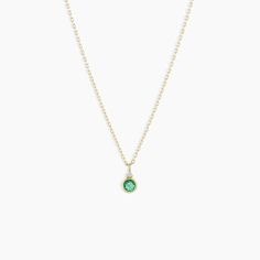 A modern heirloom. Introducing our take on a traditional style. Whether you wear yours or a loved one’s, a birthstone necklace is an easy way to add color and meaning to your look. This birthstone necklace features a 14k gold chain and diamond detail and makes for a perfect, personal gift. Emerald is May's birthstone. Product Details Diamond: 0.01 total carat weight, 1.3 mm GH SI1-SI3 Emerald: 0.15 total carat weight, 3 mm genuine emerald 14k solid gold 16" chain + 2" extender. Adjustable in 1"