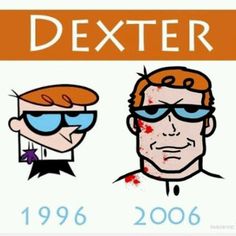 an image of two men with blood on their faces and the words dexter written below them