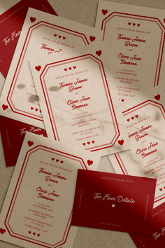 the wedding stationery is laid out on top of each other, and ready to be printed