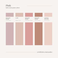 the color palette for pink is shown in different shades and sizes, including dark brown, light