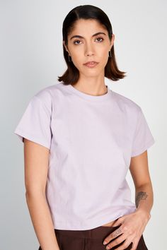 Lilac crew neck t-shirt_1 Basic Cotton T-shirt With Crew Neck, Cotton Crew Neck Basic T-shirt, Basic Cotton Crew Neck Top, Basic Style Cotton Crew Neck Top, Purple Cotton Crew Neck T-shirt, Purple Crew Neck T-shirt For Everyday, Everyday Purple Crew Neck T-shirt, Purple Short Sleeve T-shirt For Everyday, Spring Cotton Basic T-shirt