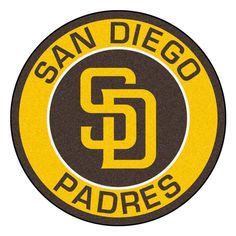 the san diego padres logo is shown in black and yellow