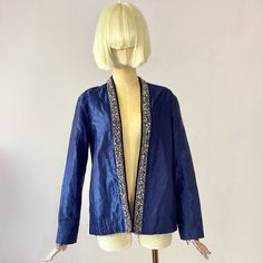 Isabel Marant Quilted, Plush Jacket. Open Front; Rhinestone Bead-Embellished Trim. Long Sleeves. Straight Hem. Cotton/Silk. Imported. In Very Good Condition Sz 6/38 Length 25 Inches Sleeve 23 Inches Plush Jacket, Blue Quilts, Rhinestone Bead, Cotton Silk, Isabel Marant, Front Open, Jackets & Coats, Jackets For Women, Long Sleeves