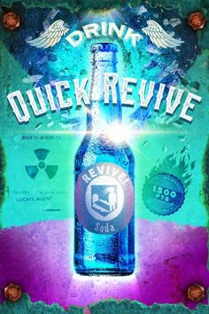 a beer bottle with the words drink quickreve on it