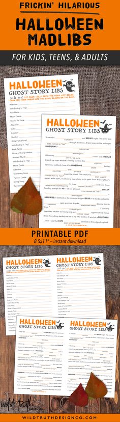 the halloween menu is shown with orange and black lettering on it, along with an image of