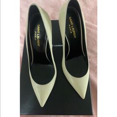 Ysl Heels Size 37 1/2.Worn Once.These Heels Run Small.They Fit Like A Us 7 Shoes Ysl, Ysl Heels, Yves Saint Laurent Shoes, Saint Laurent Shoes, White Heels, Shoes Women Heels, Yves Saint Laurent, Saint Laurent, Shoes Heels