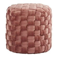 a pink woven stool on a white background