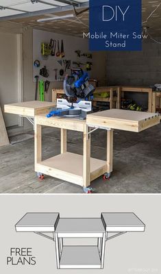 an image of a workbench with the text diy mobile maker saw stand