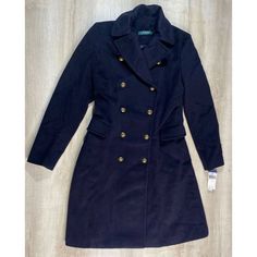 Nwt Polo Ralph Lauren Womens Coat Navy Blue Double Breasted Military Maxi Size : 2 Correct Size Is In The Title And Description. Size In The Picture Sometimes Is Not Accurate, We Use The Same Pictures For Different Sizes I Will Ship This Item Out Via Usps First Class 2-3 Day Mail With A Tracking Number For Confirmation I Ship Items Out Every Day So Expect A Quick Delivery! Please Feel Free To Ask Any Questions You May Have I Answer Most Questions Instantly! This Item Is %100 Authentic. We Are No Designer Workwear Peacoat With Button Closure, Designer Double Button Peacoat For Work, Navy Fitted Double-breasted Outerwear, Designer Wool Peacoat For Work, Fitted Double-breasted Peacoat For Work, Designer Fitted Pea Coat For Workwear, Designer Fitted Pea Coat For Office, Notch Lapel Peacoat With Double Button Closure, Fitted Peacoat With Double Button Closure For Work