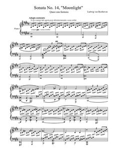 Moonlight Sonata Piano, Moonlight Sonata Sheet Music, Trumpet Sheet Music, Saxophone Sheet Music, Piano Score, Flute Sheet Music