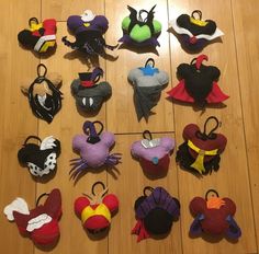 many different mickey mouse ears are arranged on the floor in order to look like they're ready for halloween