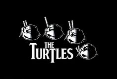 the turtles logo on a black background with three baseball bats sticking out of their heads