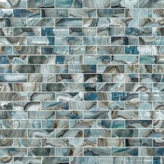 a tile wall with blue and grey marble tiles on it's sides, all in different colors