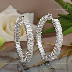 "Complete your look for a glamorous evening in this gorgeous White Gold Earrings studded with Diamond. This will go well with all of your dresses and are attention seeking. ✧✧Welcome To Our Shop Spectrum Jewels India✧✧ \"\"Natural Brilliant Cut Diamond Earrings For Women, 18k White Gold Wedding Jewelry For Bride, Hoop Earrings For Engagement Gift\"\" ★PRODUCT SPECIFICATION★ * ITEM CODE - SEE-1497D * METAL - 18k White Gold * 18k White Gold Weight : 7.99 gm  * GROSS WEIGHT - 9.41 gm Approx * MAKIN White Halo Hoop Earrings For Formal Occasions, Formal White Halo Hoop Earrings, Wedding Diamond Hoop Earrings With Diamond Accents, Aaa Quality Diamond Earrings For Wedding, Aaa Quality Diamond White Earrings For Wedding, White Hoop Earrings With Halo For Wedding, Glamorous Diamond Hoop Earrings For Wedding, Dazzling Hoop Earrings For Wedding, Glamorous Round Diamond Earrings For Anniversary