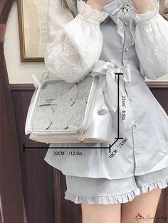 Bird in Bag - Sweet and Cool Gray Japanese Fashion Bag with High Value Texture Design White Feminine Top Handle Shoulder Bag, Feminine White Shoulder Bag With Top Handle, Feminine White Top Handle Shoulder Bag, Elegant School Pouch Bag, Elegant White School Bag, Elegant White Shoulder Bag For School, Elegant White School Bags, Elegant School Bag With Removable Pouch, Cute White Top Handle Bag