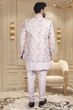 Introducing our U2-S348 Sherwani for men, featuring exquisite floral thread embroidery and a stylish jacket. Elevate your look with this luxurious piece, perfect for any special occasion. Make a statement with our exclusive design and impeccable craftsmanship. Floral Thread Embroidery, Mens Sherwani, Sherwani For Men, Stylish Jackets, Thread Embroidery, Elevate Your Look, Exclusive Designs, Special Occasion, Thread