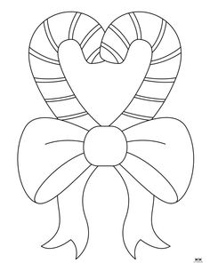 a heart shaped bow with a ribbon on the front and side, in black and white