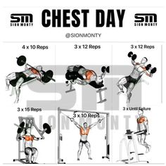 the chest day workout is shown with instructions for how to do it and what to use it