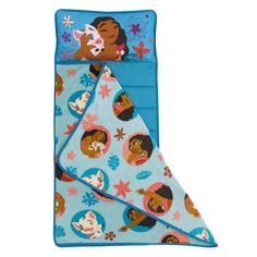 The convenient and cute Disney Moana Free as the Ocean Toddler Nap Mat includes an attached pillow, quilted nap mat and attached blanket all in one. You can simply roll up and go. Features built-in handles and velcro straps on the outside for easy transport to daycare, preschool, or a weekend at grandmas. This nap mat features Moana and Pua the pig in tropical colors of turquoise, orange, purple, and cream. Made of super-soft fabrics to provide cozy comfort. The nap mat measures 35.5" x 46" and Hei Hei Chicken, Moana And Pua, Pua Pig, Tropical Colours, Free As The Ocean, Toddler Sleeping Bag, Toddler Nap Mat, Toddler Nap, Toddler Sheets