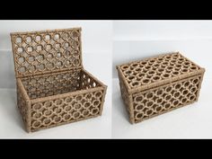 two baskets made out of wicker sitting on top of each other