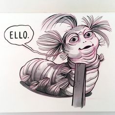 a drawing of a cartoon character with a thought bubble above it's head that says, elo