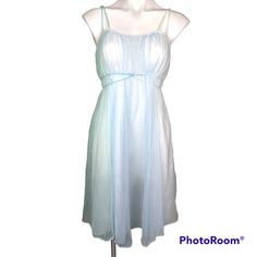 Great Condition Size 34 100% Nylon Sheer Double Lined Flowy Nightgown. Ombre Blue Green White. Fairy Fae Whimsical Princess A Line Fit And Flare Chemise Lingerie 60s Flowy Nightgown, Light Blue Summer Nightgown, Blue Sheer Sleep Dresses, Sheer Blue Nightgown, Blue Sheer Sleeveless Nightgown, Blue V-neck Nightgown For The Beach, Whimsical Princess, Slip Nightgown, Nightgown Dress