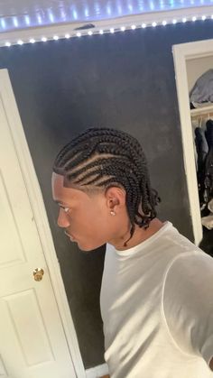 Mens Twist Out, Cornrows With Line Up Men, Men Fades Haircuts, Cornrow Hairstyles For Men Full Head, Taper Fade Cornrows Men, Men’s Hair Styles Cornrows, Low Taper Braids, Black Hairstyle Men, Low Taper Dreads