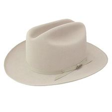 Stetson Open Road Fur Felt Hat | DelMonico Hatter Elegant Wide Brim Top Hat For Outdoor, Classic White Hat For Ranch, Classic Top Hat With Short Brim For Rodeo, Short Brim Hat For Western-themed Events, Classic Short Brim Top Hat For Rodeo, Elegant Wide Brim Top Hat For Ranch, Classic Ranch Hat With Curved Brim, Western Style Formal Top Hat With Flat Brim, Classic Flat Brim Top Hat For Rodeo