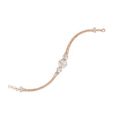 The harmonious and balanced bracelet is a sophisticated addition to any outfit. Light and minimalist, this gold bracelet with its beautiful central moissanite stones can grace both the somber and ambitious you at the office and the fashionista at night out. Elegant Diamond White Gold Jubilee Bracelet, Elegant Gold Bracelet With Diamond Accents In Diamond White, Elegant Tennis Bracelet With Single Cut Diamonds, Elegant Diamond White Gold Bracelet With Diamond Accents, Elegant Diamond White Gold Bracelet With Single Cut Diamonds, Chic Formal Diamond Bracelet, Elegant Diamond Crystal Bangle Bracelet, Elegant Gold Bracelet With Cubic Zirconia, Elegant Everyday Chain Bracelet With Diamond Accents