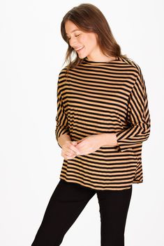 Meet the Betsy! This will be your go-to top all season long. Made from the softest and stretchiest fabric, this relaxed-fit top makes dressing a breeze! Pair it with our traveling pants for the perfect fall outfit! FEEL: (45% Rayon 50% polyester 5% spandex) This sumptuously soft Fall Stripe is crafted for comfort and style. This fabric boasts a timeless stripe pattern that not only feels incredibly soft but also exudes a classic charm perfect for the fall season. FAVORITE FEATURES: Raw hems Soft Fall Stripes, Womens Dress Tops, Perfect Fall Outfit, Mommy And Me Dresses, Date Night Dresses, Maternity Shops, Midi Maxi Dress, Boy Hairstyles, Everyday Dresses