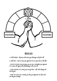 a hand holding a dice with the words rules written below it