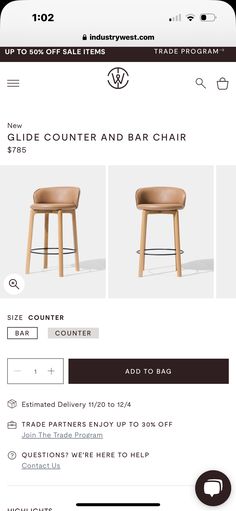 an ad for the counter and bar chair is shown in this screenshote screen shot