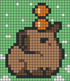 a pixellated image of a duck with a hat on it's head, sitting in